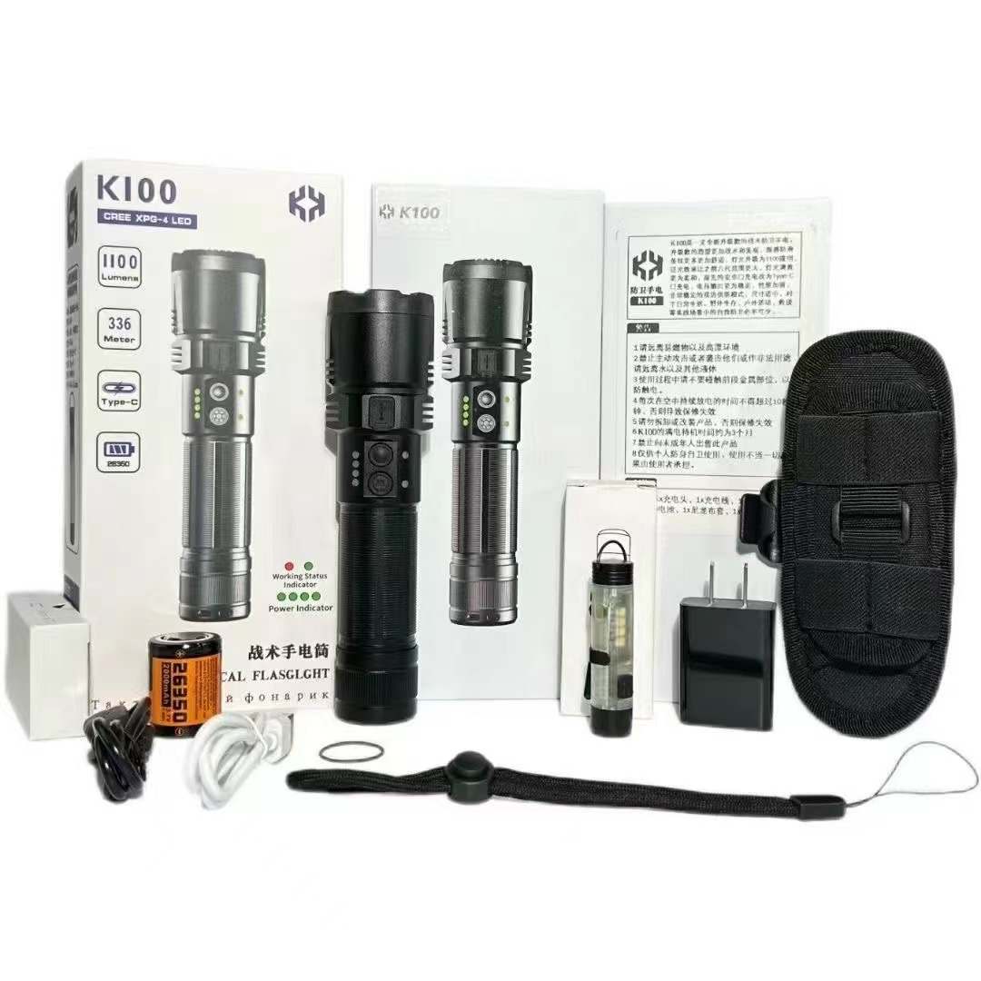 黑鹰K100电击手电筒 | 高端便携防身工具